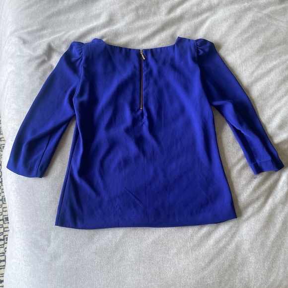 ZARA Royal Blue Puffy Shoulder Blouse with zipper Size 5 - Picture 3 of 4